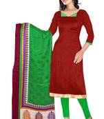 Maroon embroidered art silk unstitched salwar with dupatta