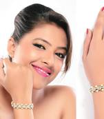Attractive Look Gold Look Stone With Pearl Gold Finish Bracelet