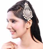 Beautiful Handmade Designer Pasa With Pearl Drop Floral Design In Gold Finishing