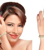 Pearl Design Gold Finish Bracelet For Party Wear In White