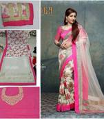 multicolor embroidered georgette saree with blouse