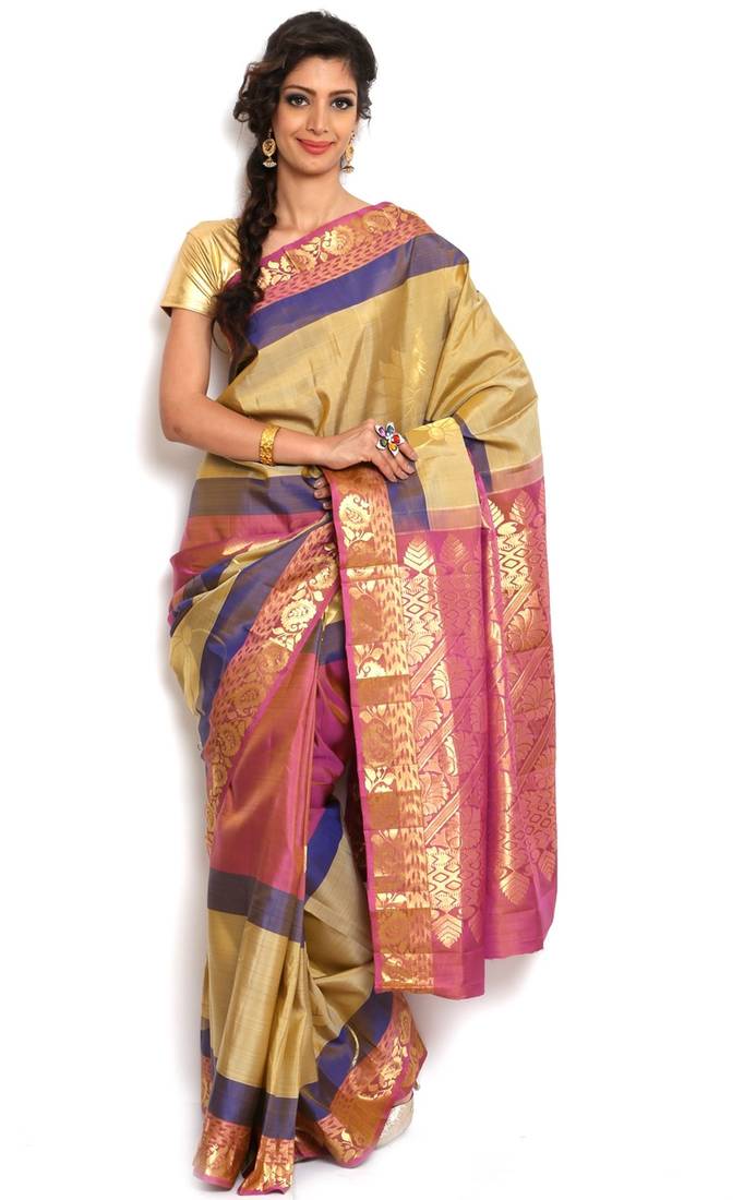 Sudarshan silks Kancheepuram Pure Silk Saree-Multicolor-Silk-GBLM3-VP
