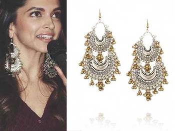 Silver And Gold Two Tone Double Chand Earrings 2