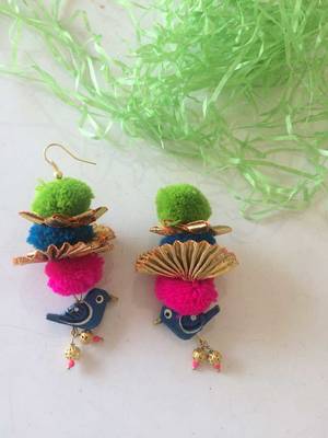 Birdie Gota Pom Pom Earrings 1