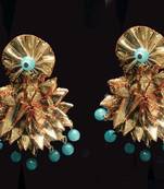 Turquoise Gota Chandbaali Earrings