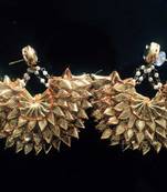 Kundan And Gota Chandbaali Earrings
