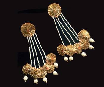 Pearl And Gota Long Chandbaali Earrings 1