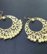 Gold Filigree Pearl Embellished Light Weight Chandbaali Earrings