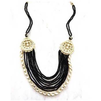 Black Crystal Gemstone Kundan Necklace 1