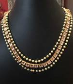 Square Kundan Pearl And Green Onyx Gemstone Necklace