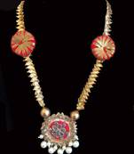 Red Gota And Pearl Necklace