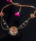 Neon Pink And Gold Gota Choker Necklace