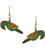Green Parrot Hand Painted Earrings