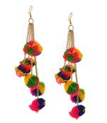 Multicoloured Pom Pom Dangling Earrings