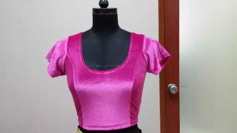Fuchsia Velvet Stretchable Ready To Wear Saree Blouse Xl. A Muhenera Collection A 9 