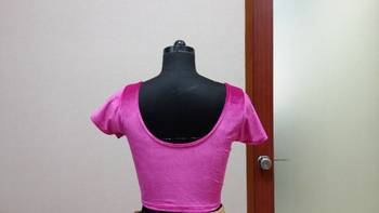 Fuchsia Velvet Stretchable Ready To Wear Saree Blouse Xl. A 9  2