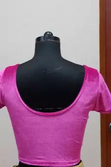 Fuchsia Velvet Stretchable Ready To Wear Saree Blouse Xl. A 9 