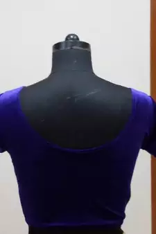 Royal Blue Velvet Stretchable Ready To Wear Saree Blouse.  L.