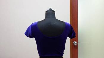 Royal Blue Velvet Stretchable Ready To Wear Saree Blouse Xl. A9 Royal Blue   2