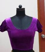 Purple Velvet Stretchable Ready To Wear Saree Blouse L.