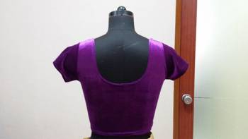 Purple Velvet Stretchable Ready To Wear Saree Blouse L. 2