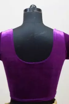 Purple Velvet Stretchable Ready To Wear Saree Blouse.Xl 