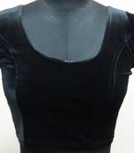 Black Velvet Stretchable Ready To Wear Saree Blouse.  L. A Muhenera Collection