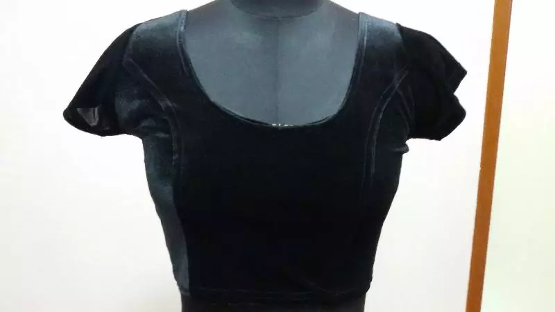 Black Velvet Stretchable Ready To Wear Saree Blouse.  L. A Muhenera Collection