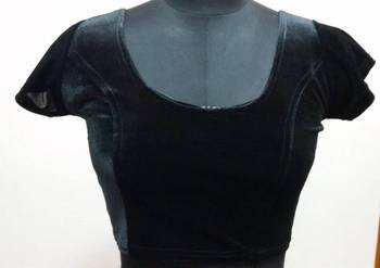 Black Velvet Stretchable Ready To Wear Saree Blouse. Xl A9 Black  Muhenera Collection 1