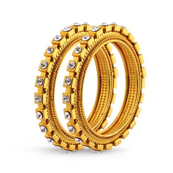 Youthful Design Stone Gold Finishing Bangle 1