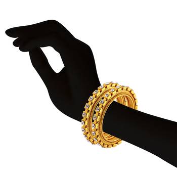 Youthful Design Stone Gold Finishing Bangle 2