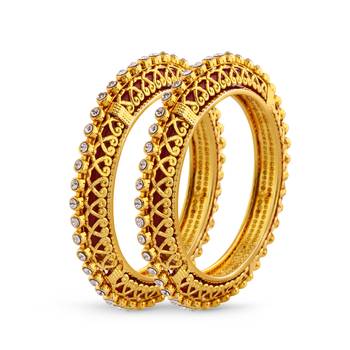 Ravishing Design Gold Plated White Stone Bangle 1