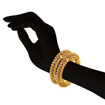 Ravishing Design Gold Plated White Stone Bangle 2