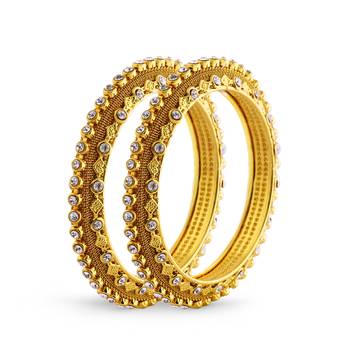 Gracefull Design White Stone Gold Finish Bangle 1