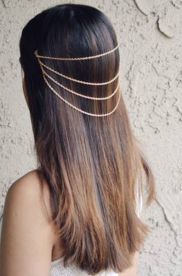 Exotic Unique Golden Chained Hedgear/Maang Tikka hair Accessories 1