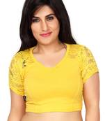 Yellow cotton hosiery stretchable fabric plain readymade blouse