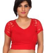 Red cotton hosiery stretchable fabric plain readymade blouse