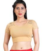 Beige cotton hosiery stretchable fabric plain readymade blouse