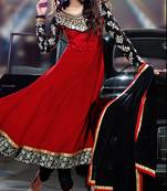 Stylish Red and Black Anarkali Salwar Suit