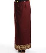 Women's Designer Maroon Cotton Silk Skirt With Golden Print On The Bottom