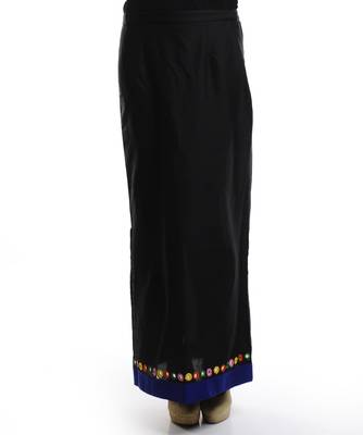 Women's Designer Black Skirt With Blue Border And Multy Color Tassel 1