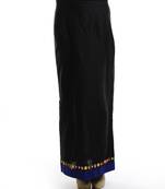Women's Designer Black Skirt With Blue Border And Multy Color Tassel