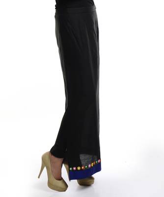 Women's Designer Black Skirt With Blue Border And Multy Color Tassel 2