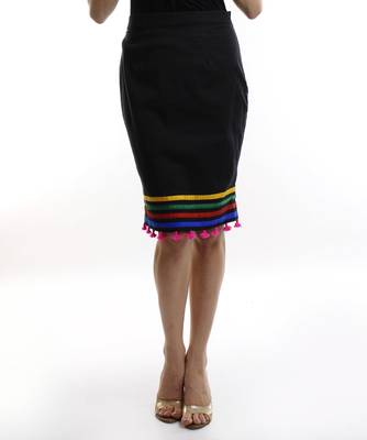 Women's Designer Black Short Skirt With Colored Lines In The Bottom 1