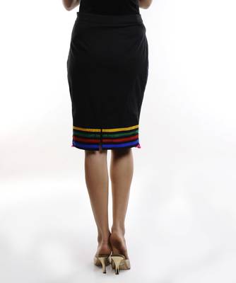 Women's Designer Black Short Skirt With Colored Lines In The Bottom 3