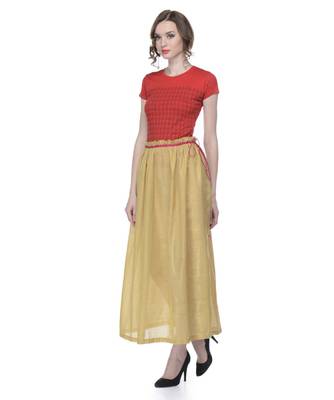 Women's Designer Golden Gathered Skirt 2