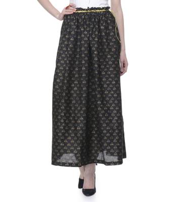 Women's Designer Black Gathered Block Printed Skirt 1