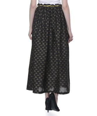 Women's Designer Black Gathered Block Printed Skirt 3
