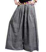 Women's Designer Grey Chambrey Palazzo With Multiolored Belt