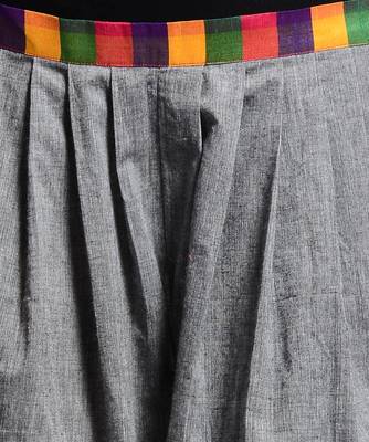 Women's Designer Grey Chambrey Palazzo With Multiolored Belt 4